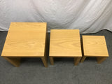Set of 3 Modern Oak Veneer Cube Nesting Tables