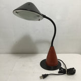 Modern MCM Black Metal & Red-Stained Desk Lamp