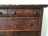 Antique Edwardian Tiger Oak Veneer 3-Drawer & 2-Door Cabinet Washstand