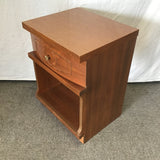 Vintage Walnut Veneer 2-Tier 1-Drawer Night Stand