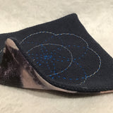 Twin Cat Blue & Silver Embroidered Sashiko Seed of Life Mat