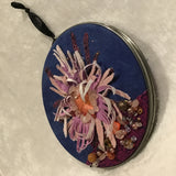 Twin Cat "Sea Anemone" Pink & Blue Embroidery in Vintage Hoop