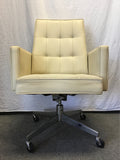 Modern Steelcase Off-White Vinyl Rolling Office Chair