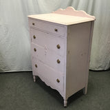 Vintage Pink Painted Wood 4-Drawer Chest of Drawers