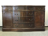 Vintage Mahogany Veneer 2-Cabinet 6-Drawer Buffet