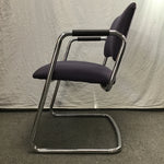 Vintage MCM Blue Upholstered & Chrome Metal Cantilever Office Chair