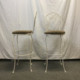 Pair of Modern White Metal Bar Stools