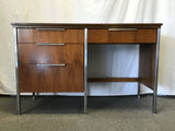 Vintage MCM Walnut Veneer Left-Handed Kneehole Desk