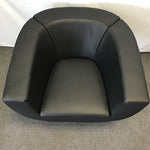 Contemporary Zuri Black Leather "Macie" Swivel Accent Chair