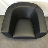 Contemporary Zuri Black Leather "Macie" Swivel Accent Chair