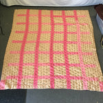 Vintage Handmade Pink & Green Full/Queen Quilt