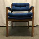 Modern MCM HON Blue Upholstered & Oak Office Chair