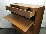 Vintage MCM Cherry Veneer 3-Drawer Chest of Drawers & Secretary Desk