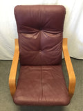 Vintage Danish Modern Palliser Burgundy Leather Armchair & Ottoman