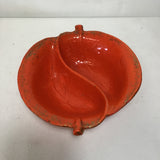 3pc Vintage Mid-Century Modern Botanical Red Ceramic Serving Set