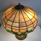 MCM Lamb Bros. Slag Shade & Tulip Barrel Table Lamp