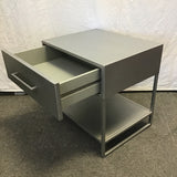 Single Modern CB2 Grey Sheet Steel 2-Tier Night Stand
