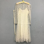 1980's Ivory Lace Dress With Slip and Matching Belt