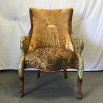 Modern Wing-Arm Brown Upholstered Armchair