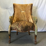 Modern Wing-Arm Brown Upholstered Armchair