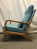 Contemporary MCM Ktaxon Blue Upholstered Armchair