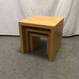 Set of 3 Modern Oak Veneer Cube Nesting Tables
