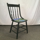 Vintage Signed Landscape-Painted Spindleback Art Chair