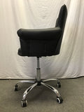 Modern Black Vinyl Adjustable-Height Rolling Office Chair