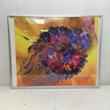 Metal Framed Blue & Orange Abstract Print