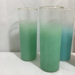 Set of 6 Vintage MCM Blendo Pastel Frosted Glass Collins Glasses