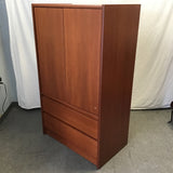 Modern Cherry Veneer 2-Drawer Entertainment Cabinet