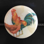 Susan Sitaraman Single Chicken Decoupage On Round White Tile Magnet