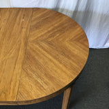 Vintage MCM Round Drexel Black Walnut Veneer Expanding Dining Table