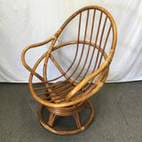 Vintage Boho Rattan Swivel Accent Chair