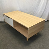 Contemporary MCM Boho Cozy Castle Faux-Tropical Wood Coffee Table