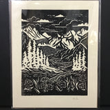 Evergreen Studios Mountain Hand-Printed Lino