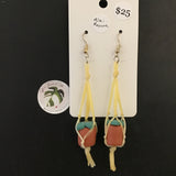 Green Thumb Crafts Small Mini-Macrame Hanging Plant Hook Earrings