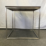 Modern MCM Crate & Barrel Solid Walnut & Metal Frame Side Table