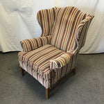 Vintage Striped Velvet Wingback Armchair