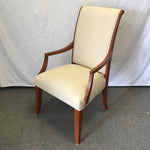 Modern 2001 Ethan Allen Cherry & Off-White Upholstered Armchair