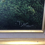 Framed Signed Original Mountain River Village Landscape Oil Painting