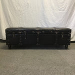 Modern Button-Tufted Black Vinyl Storage Bench