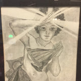 Framed Signed Original Pencil Figure Art