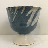 White & Blue Ceramic Footed Bowl