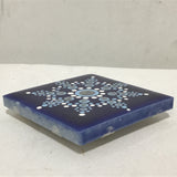 Susan Sitaraman Single Hand Painted Snowflake Mandala On Blue Tile Magnet