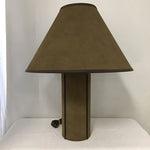 Vintage Mid-Century Olive Green Leather Table Lamp