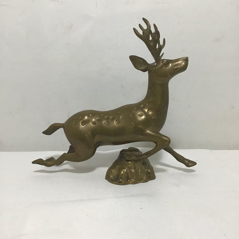 Vintage Solid Brass Reindeer Sculpture