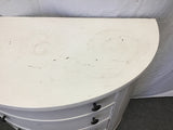 Vintage White Painted Solid Wood 4-Drawer Half Circle Chest of Drawers