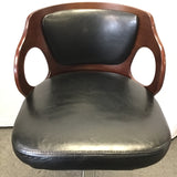 Set of 3 Black Vinyl & Silver Metal Adjustable-Height Stools