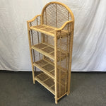 Vintage Light-Stained Wicker 4-Tier Folding Shelf